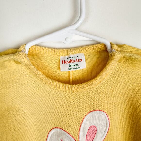 Health-Tex Vintage 90s Easter Bunny Snap Footless Bodysuit Yellow - 9 Months 6-9 - Picture 3 of 6